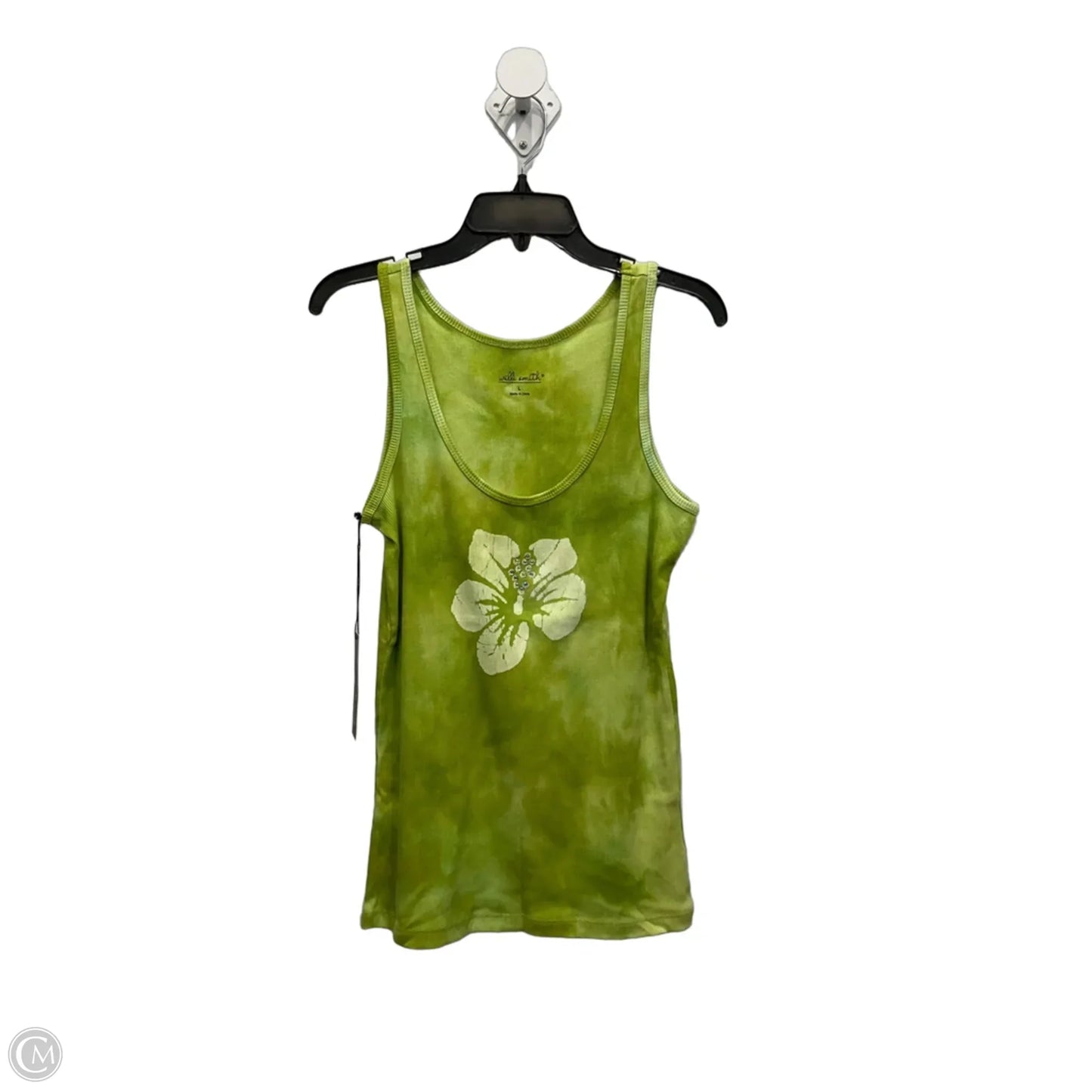 Top Sleeveless By Willi Smith In Green & White, Size: L