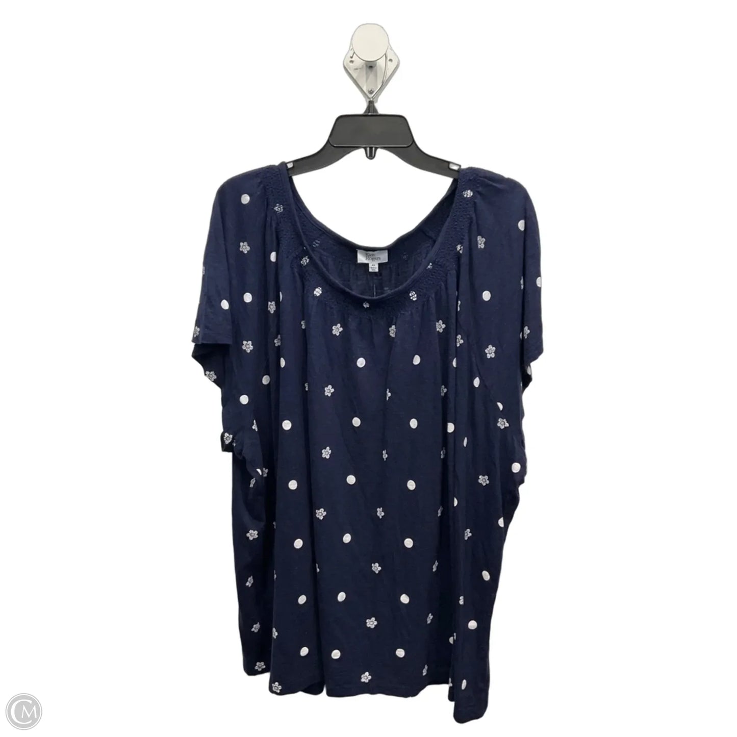 Top Short Sleeve By Kim Rogers In Navy, Size: 4x