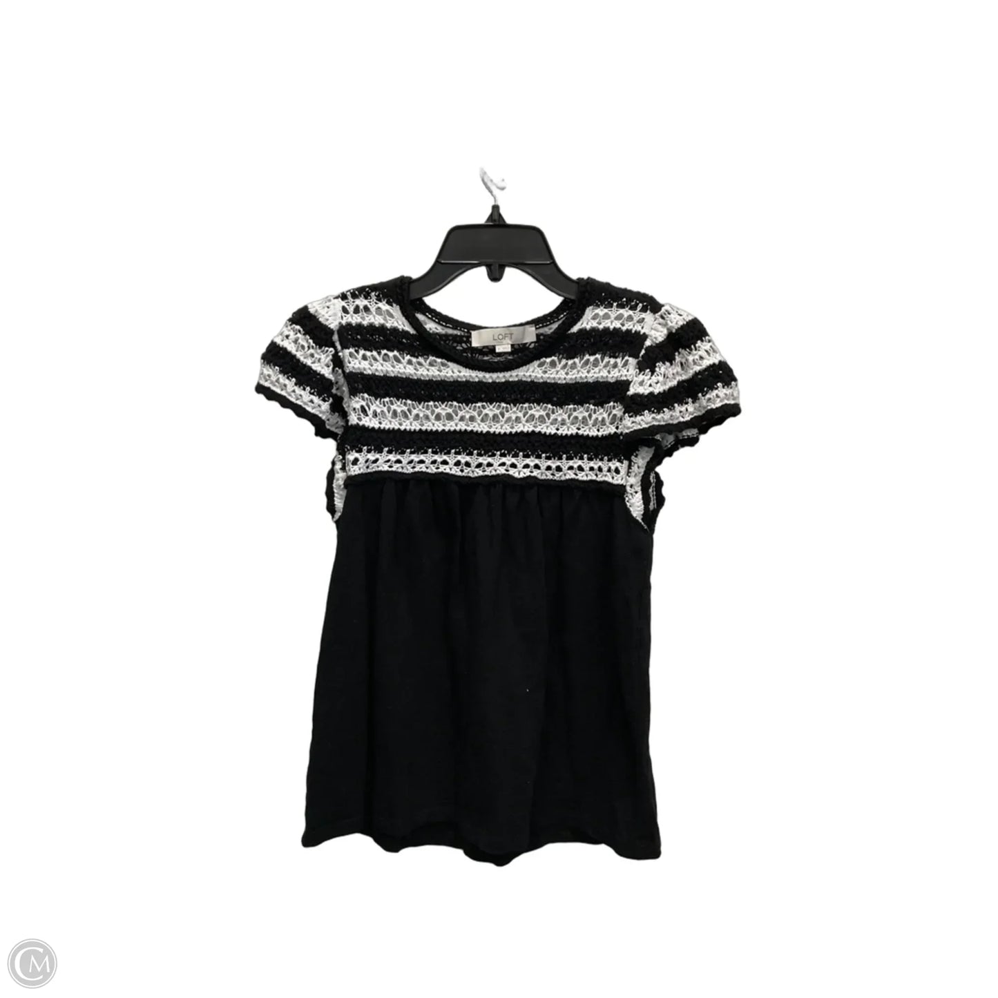 Top Short Sleeve By Loft In Black & White, Size: S