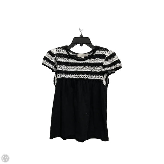 Top Short Sleeve By Loft In Black & White, Size: S