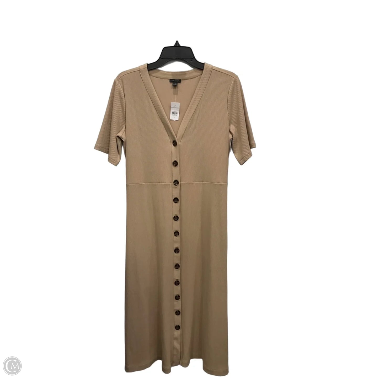 Dress Casual Midi By Ann Taylor In Tan, Size: M