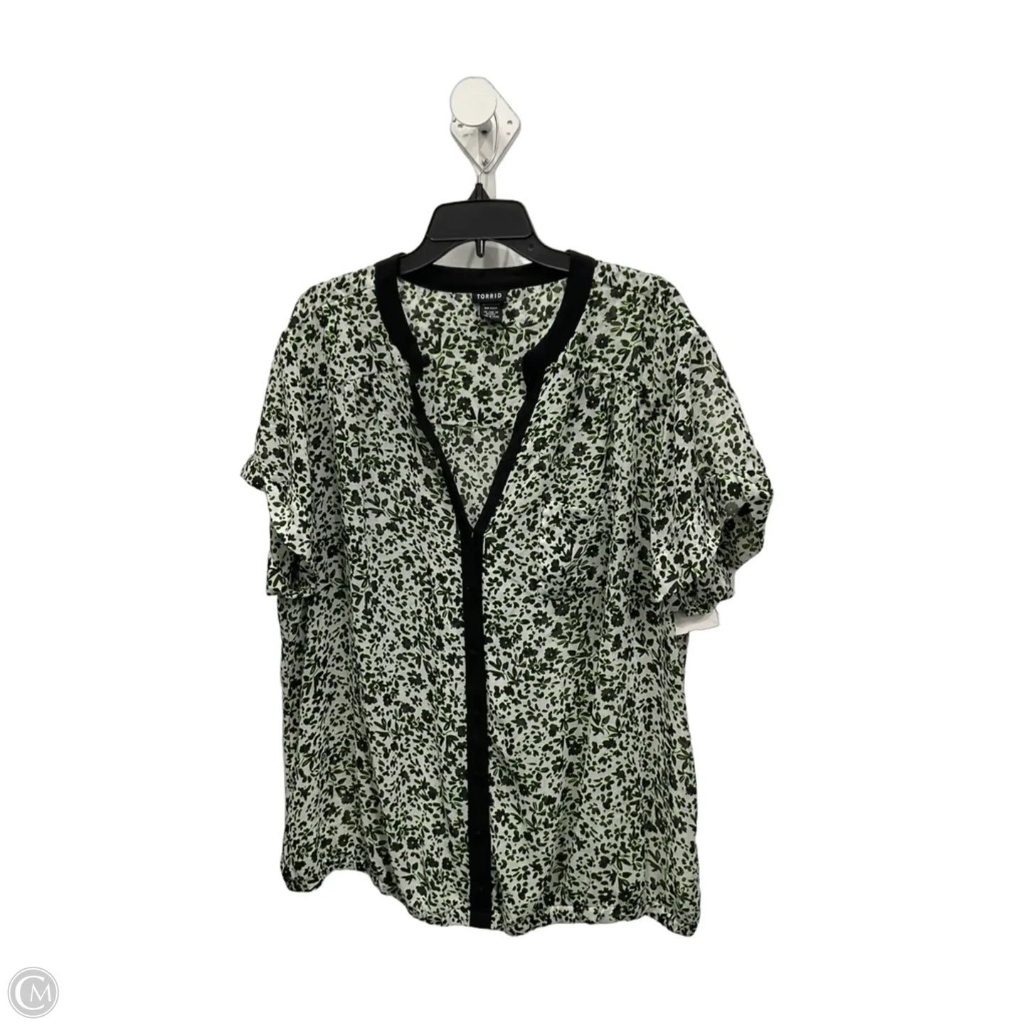 Blouse Short Sleeve By Torrid In Black & Green, Size: 3x