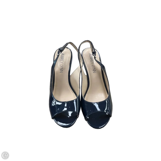 Sandals Heels Kitten By Clothes Mentor In Navy, Size: 7.5