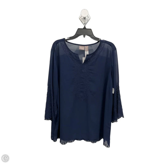 Top 3/4 Sleeve By Chicos In Navy, Size: Xl