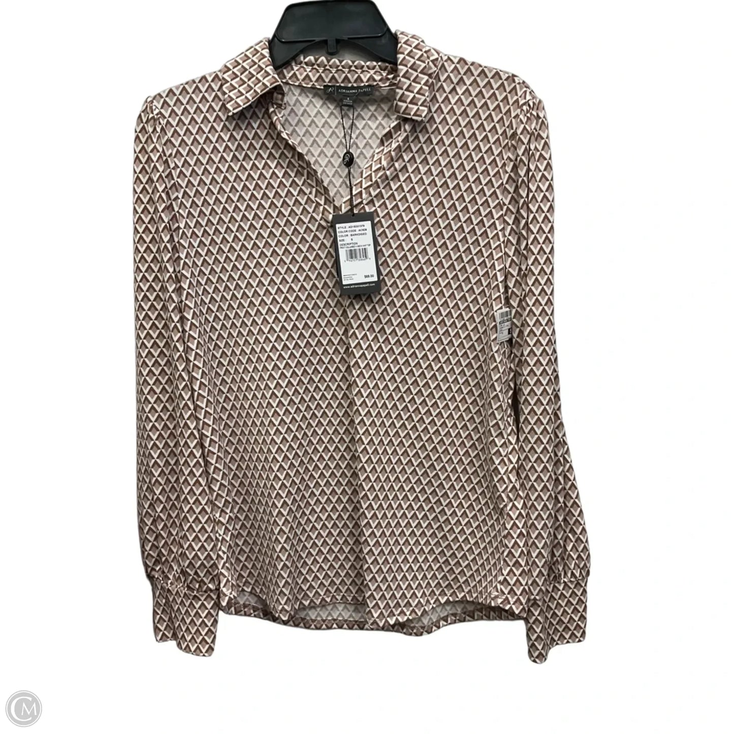 Top Long Sleeve By Adrianna Papell In Brown & Pink, Size: S