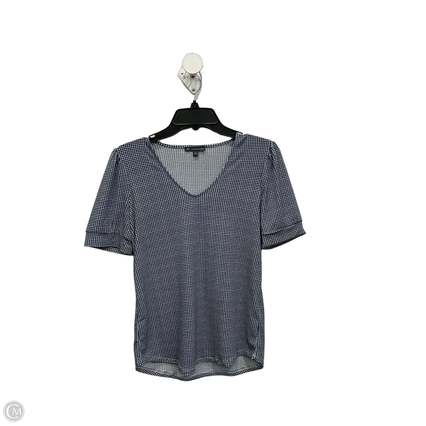Top Short Sleeve By Adrianna Papell In Blue & White, Size: Xs