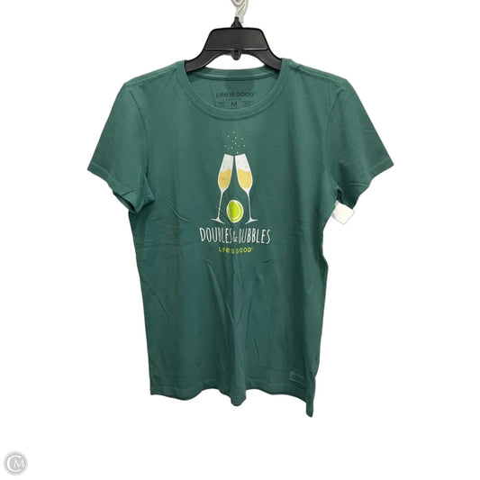 Top Short Sleeve By Life Is Good In Green, Size: M