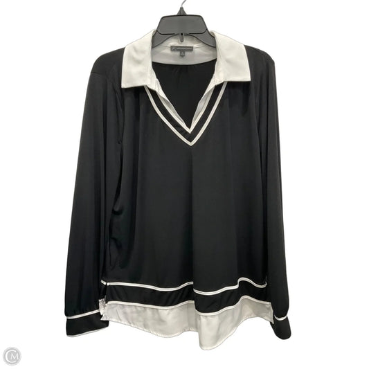Top Long Sleeve By Adrianna Papell In Black & White, Size: Xl