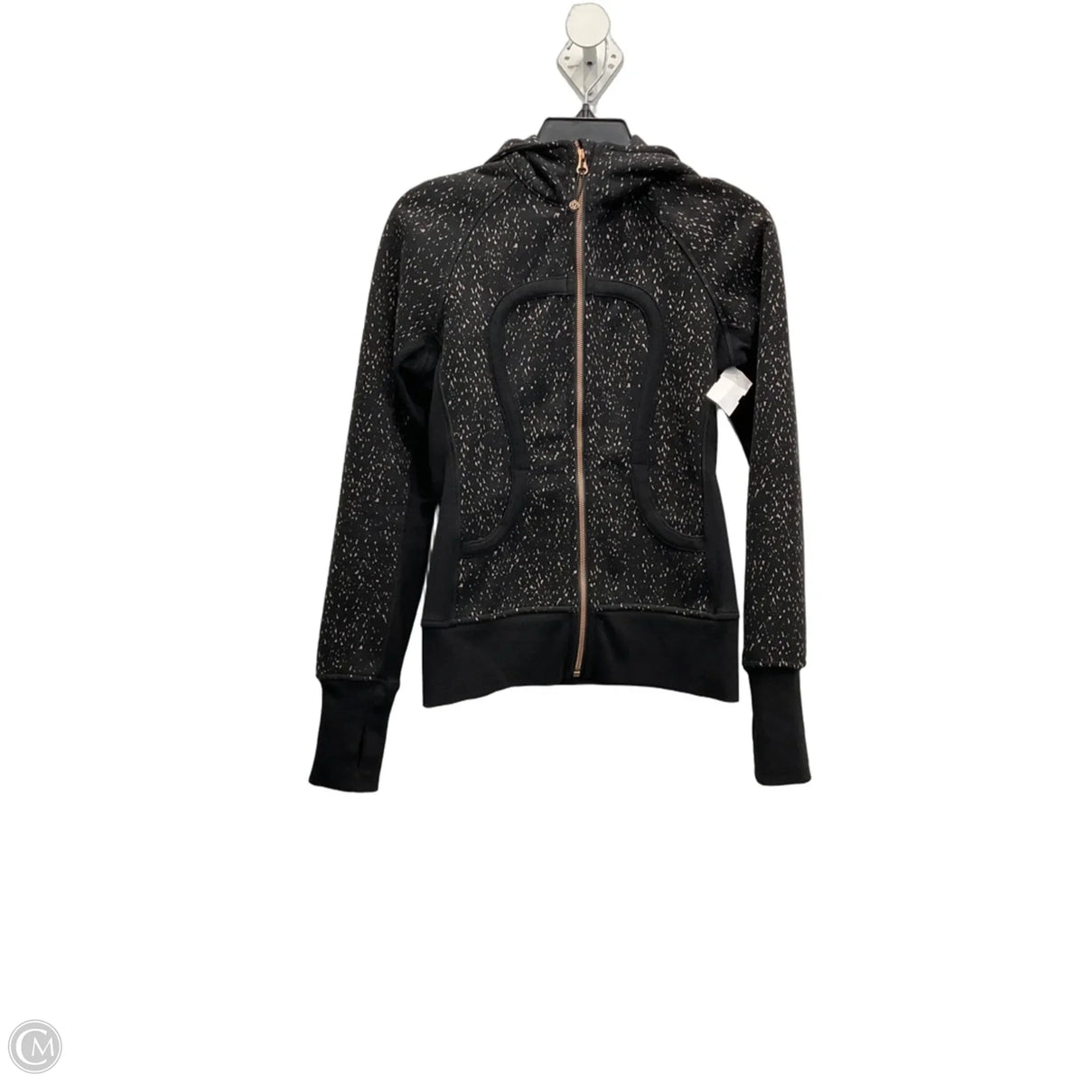 Athletic Jacket By Lululemon In Black & Cream, Size: 4