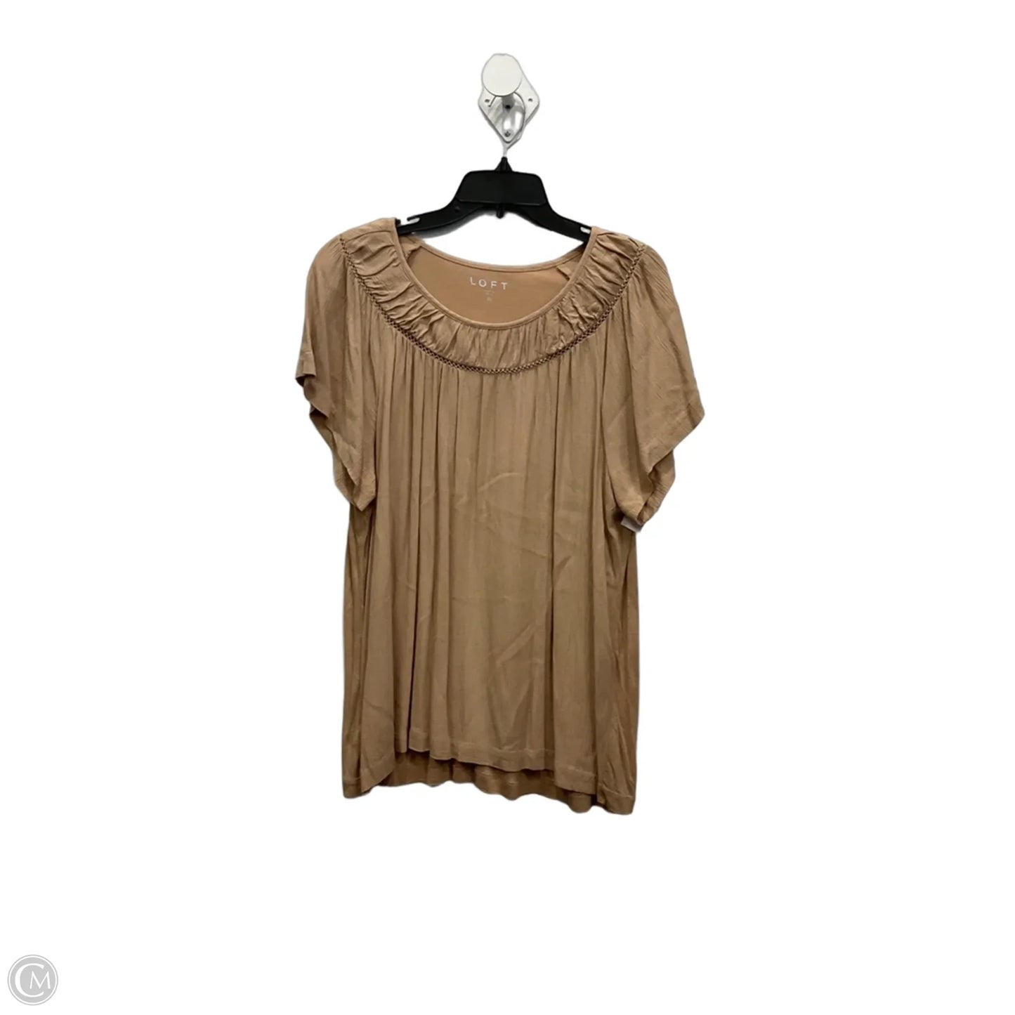 Top Short Sleeve By Loft In Tan, Size: Xl