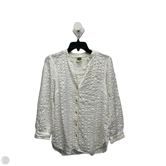 Blouse Long Sleeve By Anthropologie In White, Size: M