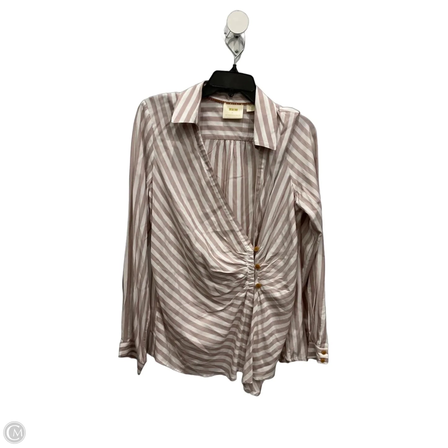 Top Long Sleeve By Maeve In Pink & White, Size: Xl