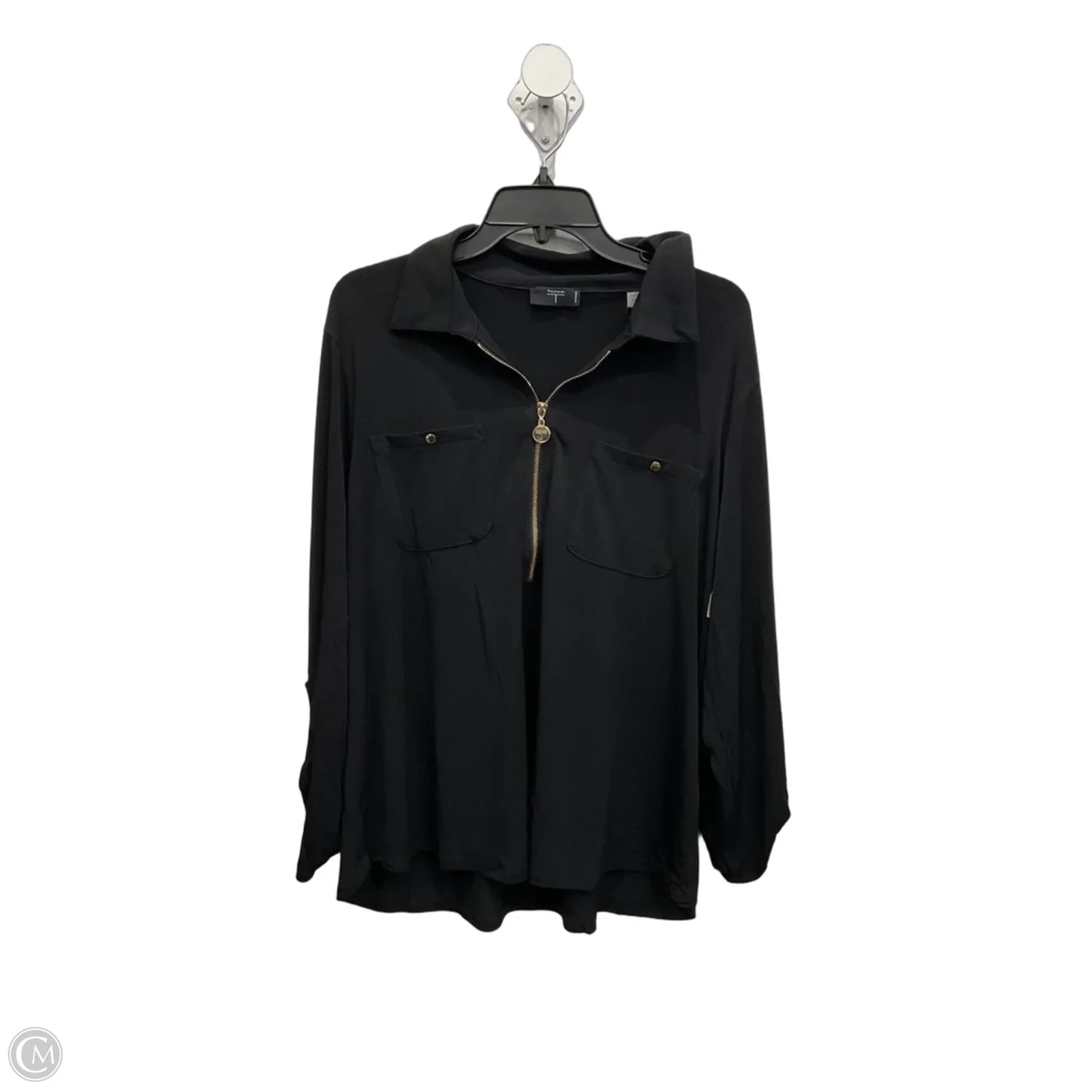Top Long Sleeve By Tahari In Black, Size: 1x