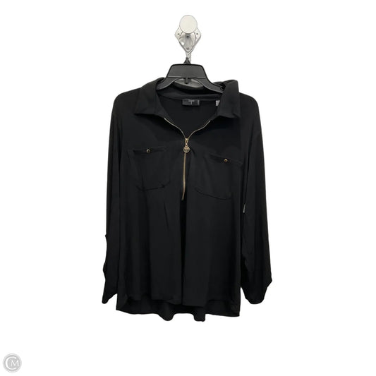 Top Long Sleeve By Tahari In Black, Size: 1x