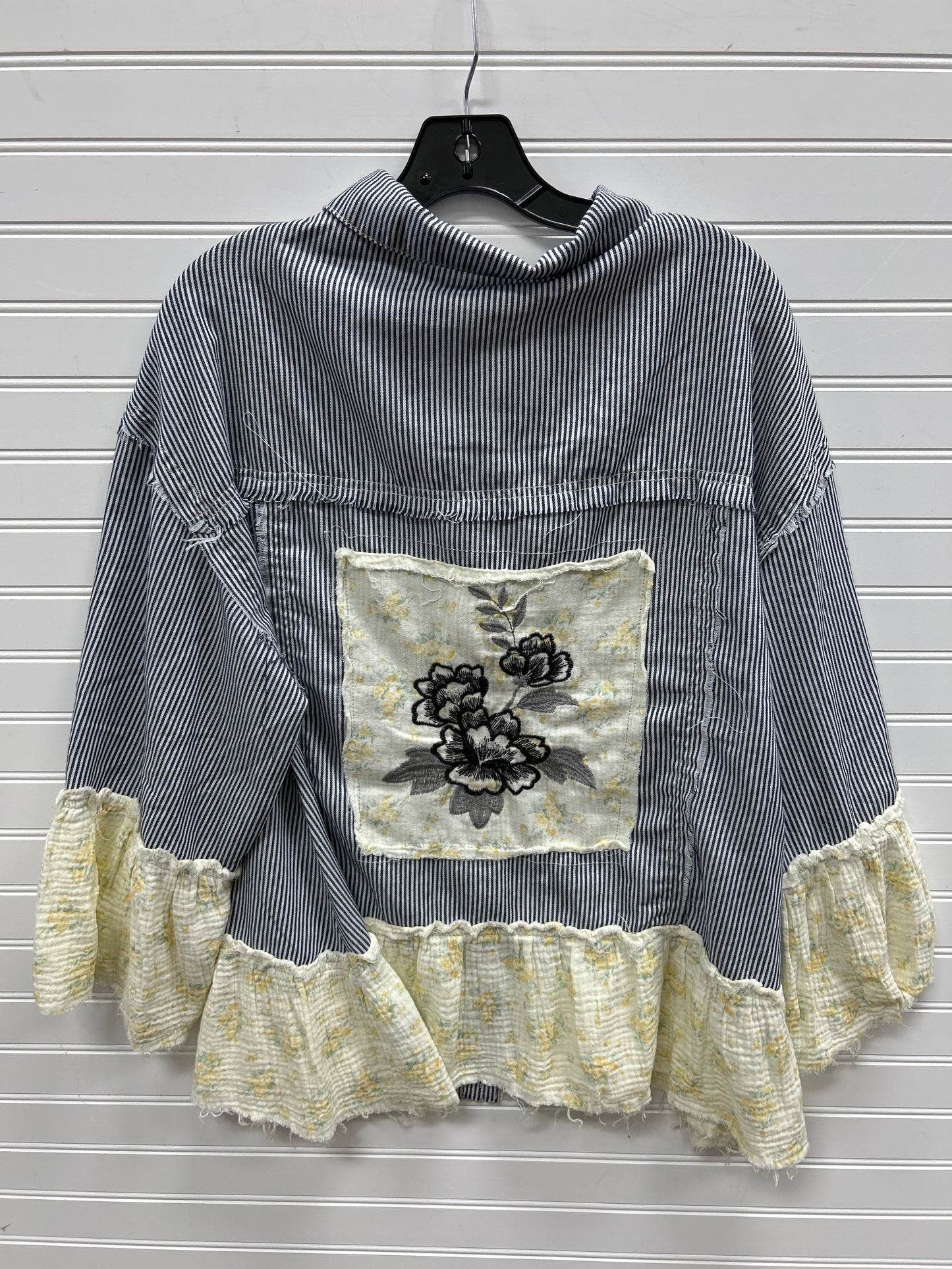 Top Ls By Pol In Grey & Yellow, Size:L