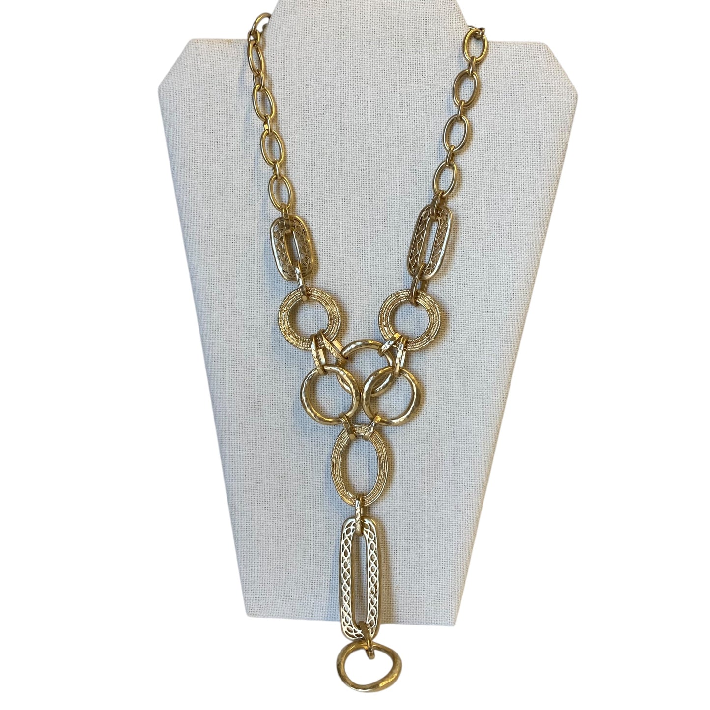 Necklace Lariat & Y-Drop By Chicos In Gold