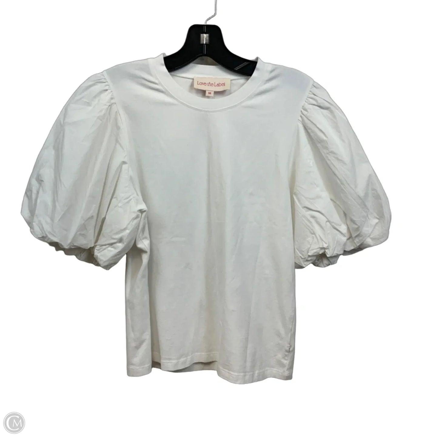 Top Short Sleeve By Love the Label In White, Size: M