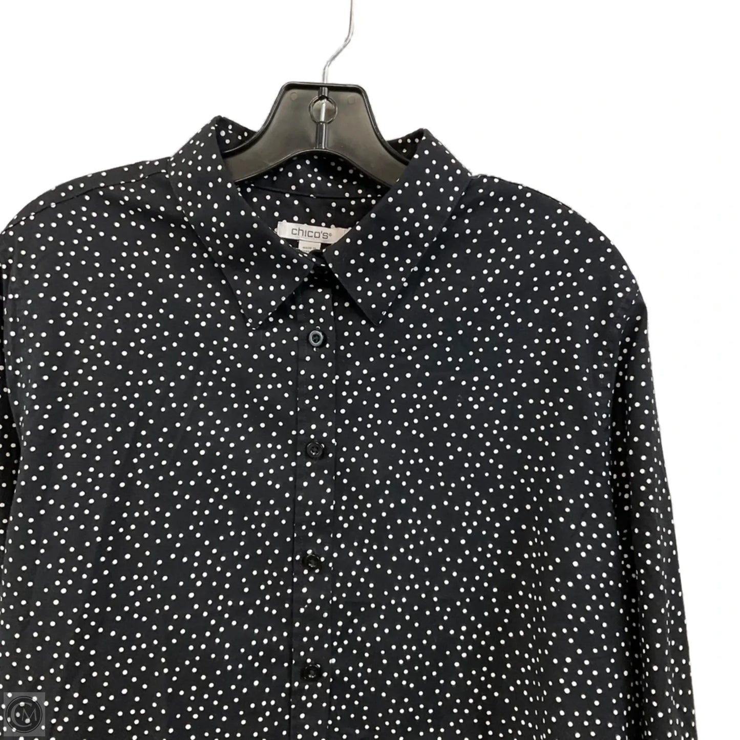 Blouse Long Sleeve By Chicos In Black & White, Size: Xl
