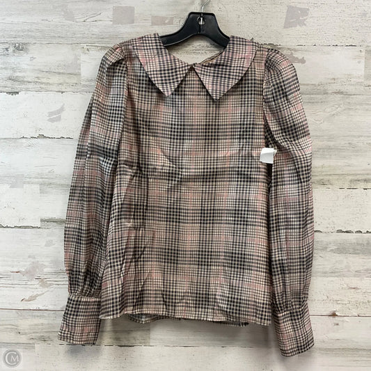 Blouse Long Sleeve By En Saison In Brown & Pink, Size: S