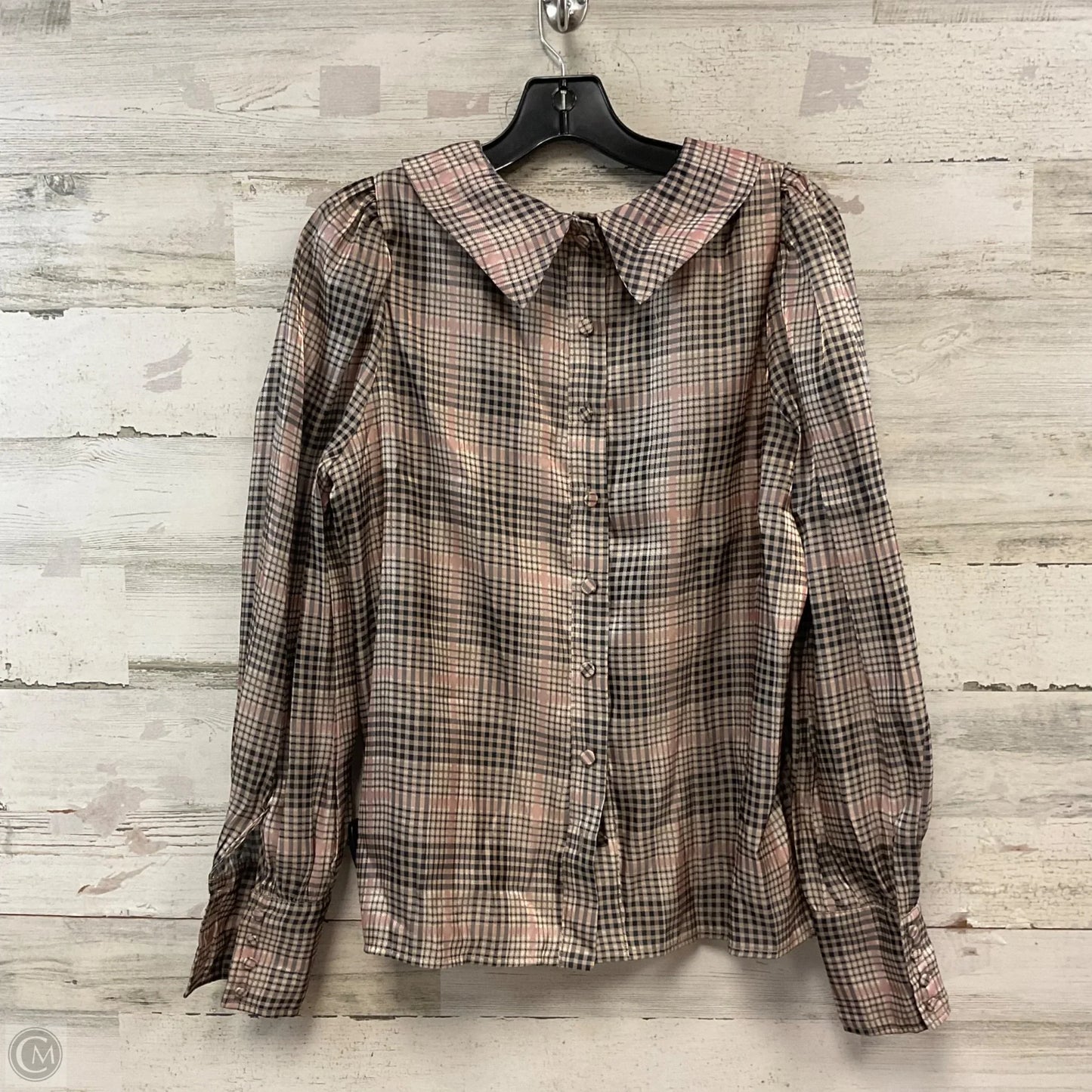 Blouse Long Sleeve By En Saison In Brown & Pink, Size: S