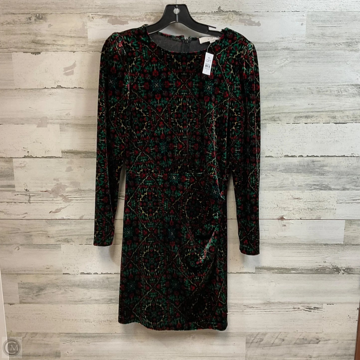 Dress Casual Midi By Loft In Green & Red, Size: Xs