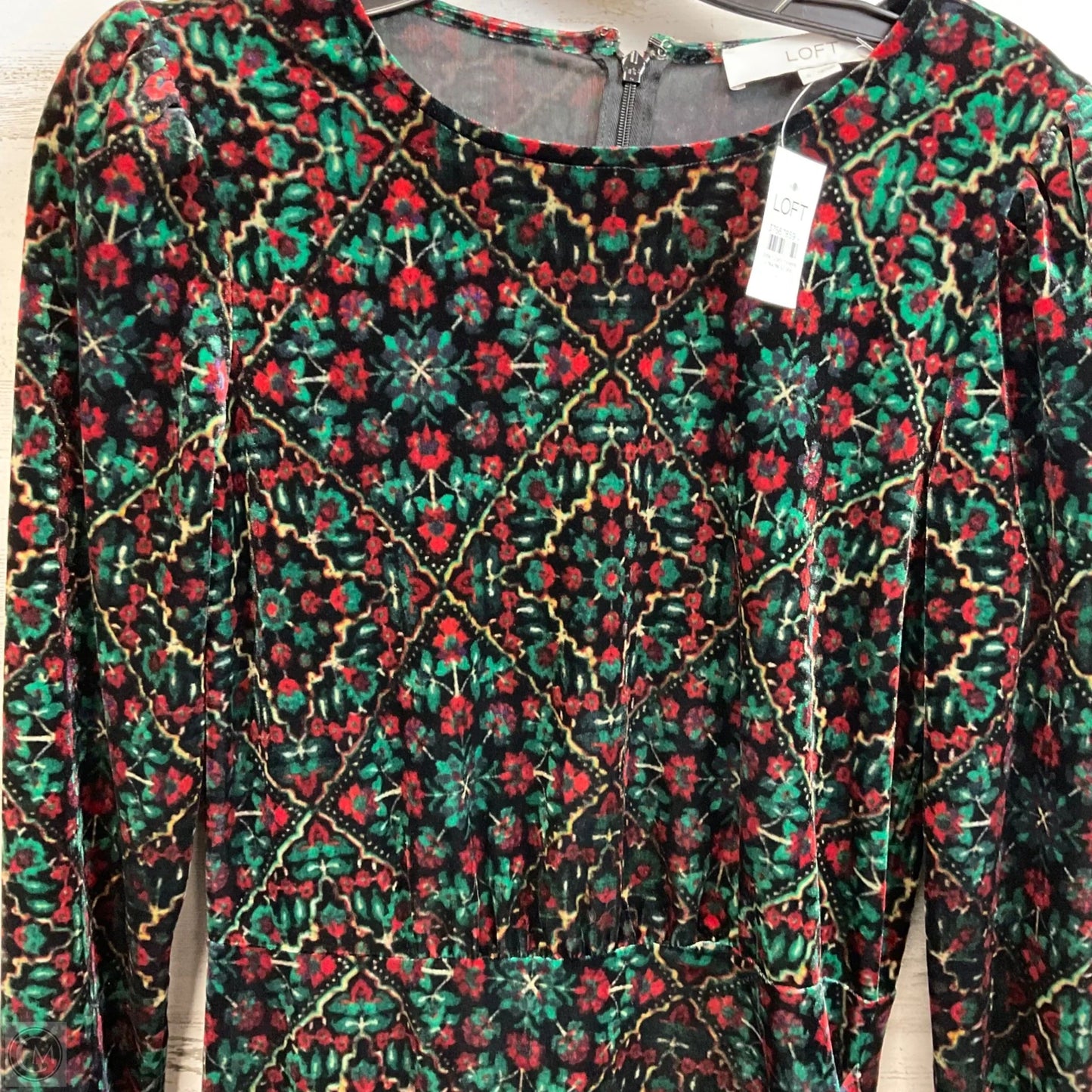 Dress Casual Midi By Loft In Green & Red, Size: Xs