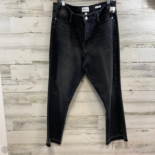 Jeans Straight By Frame In Black Denim, Size: 14