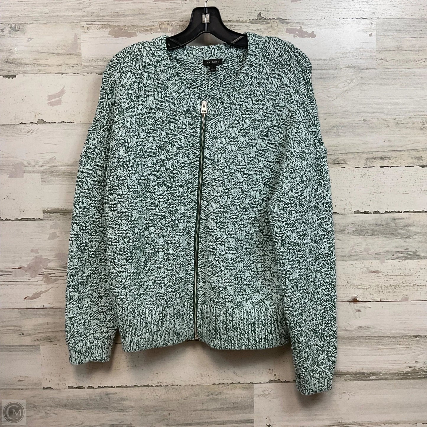 Sweater Cardigan By Talbots In Green, Size: L