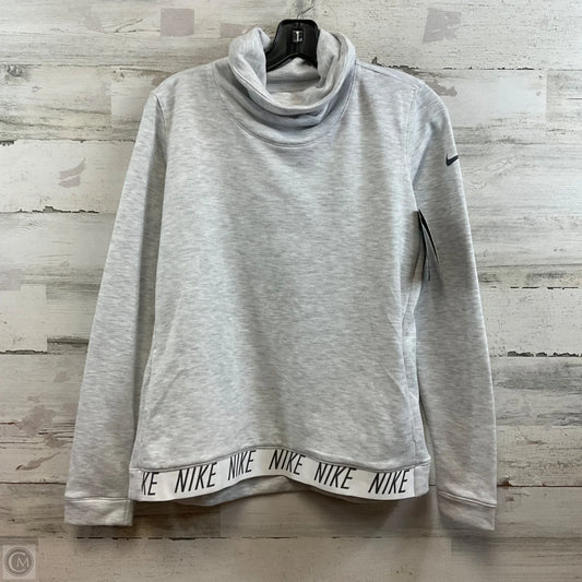 Athletic Top Long Sleeve Collar By Nike In Grey, Size: M