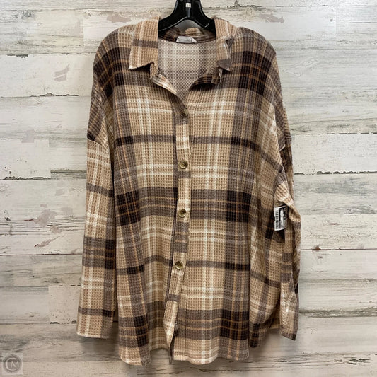 Jacket Shirt By First Love In Brown, Size: 3x