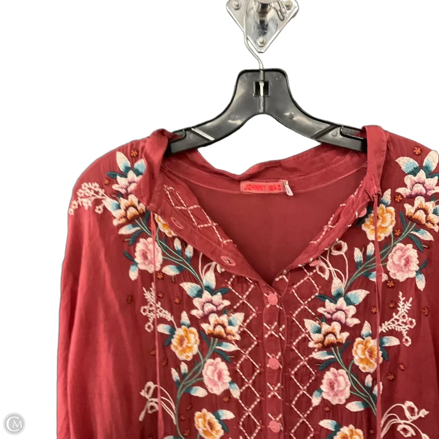 Blouse Long Sleeve By Johnny Was In Red, Size: S