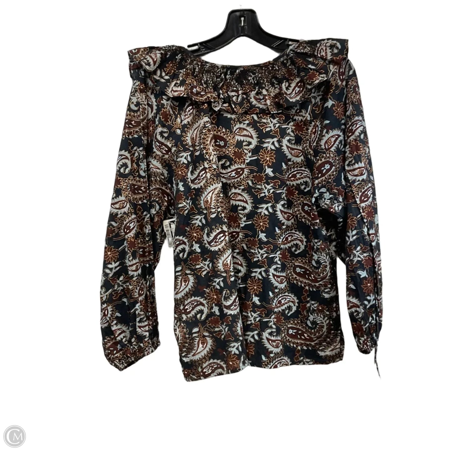Blouse Long Sleeve By Cleobella In Black & Brown, Size: S