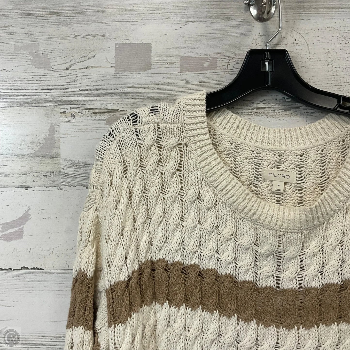 Sweater By Pilcro In Cream & Tan, Size: M