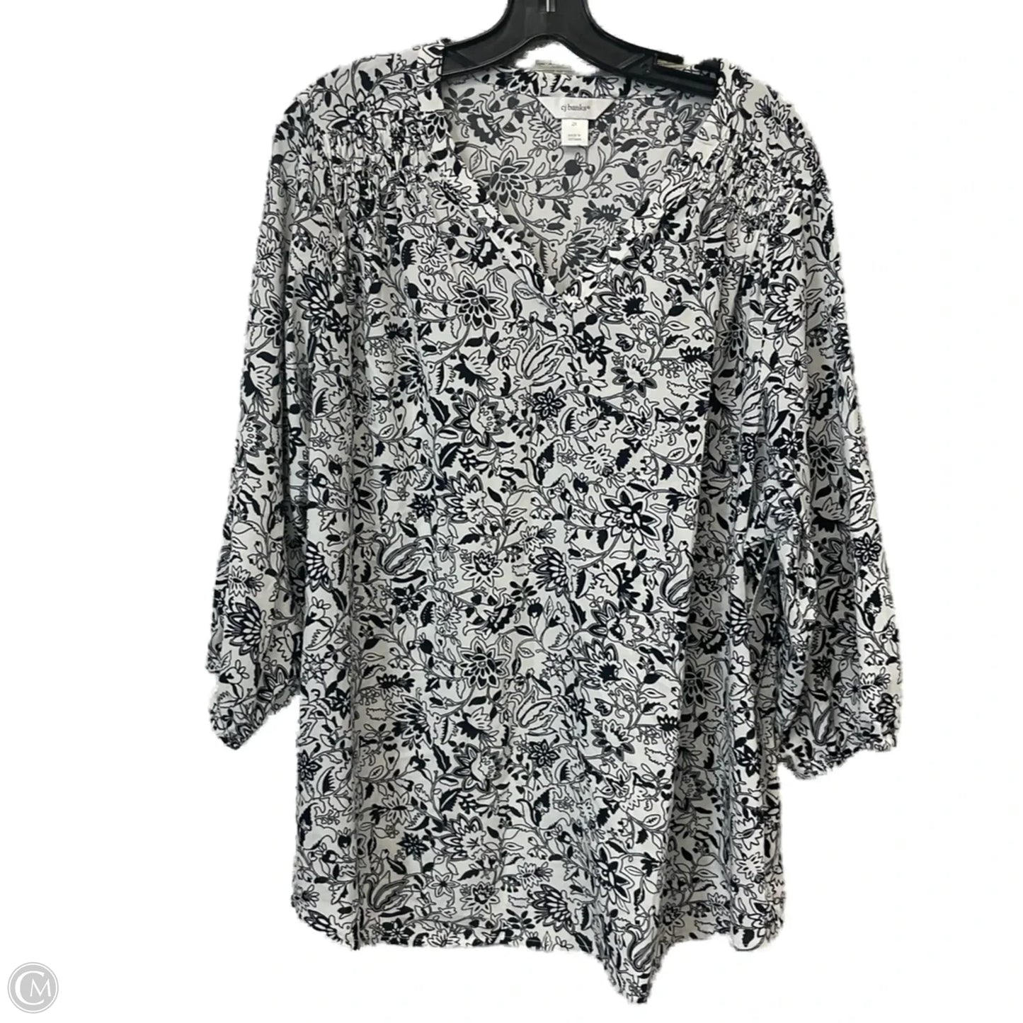 Top 3/4 Sleeve By Cj Banks In Black & White, Size: 2x