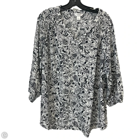 Top 3/4 Sleeve By Cj Banks In Black & White, Size: 2x