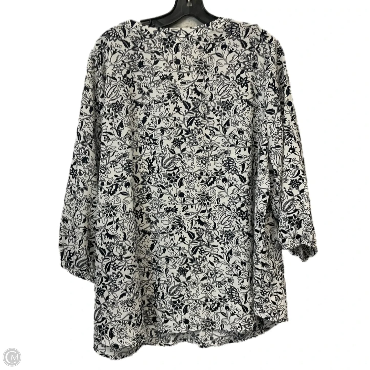 Top 3/4 Sleeve By Cj Banks In Black & White, Size: 2x