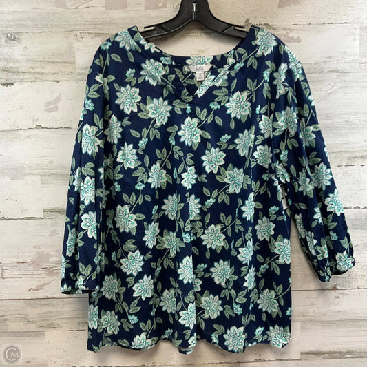 Top 3/4 Sleeve By Croft And Barrow In Blue & Green, Size: 2x