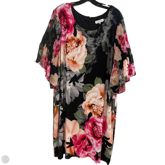 Dress Casual Midi By Calvin Klein In Black & Pink, Size: 3x