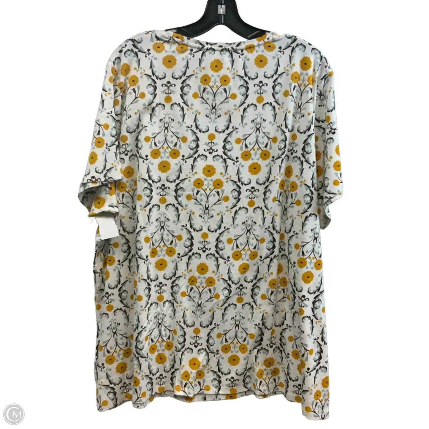 Top Short Sleeve By Croft And Barrow In Cream & Yellow, Size: 3x