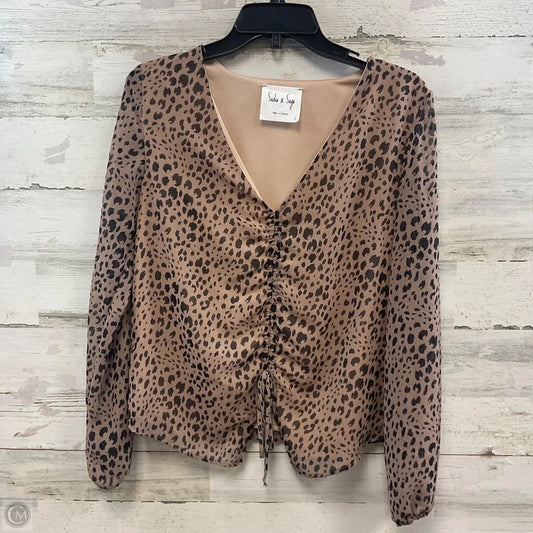 Blouse Long Sleeve By SADIE & SAGE  In Animal Print, Size: S