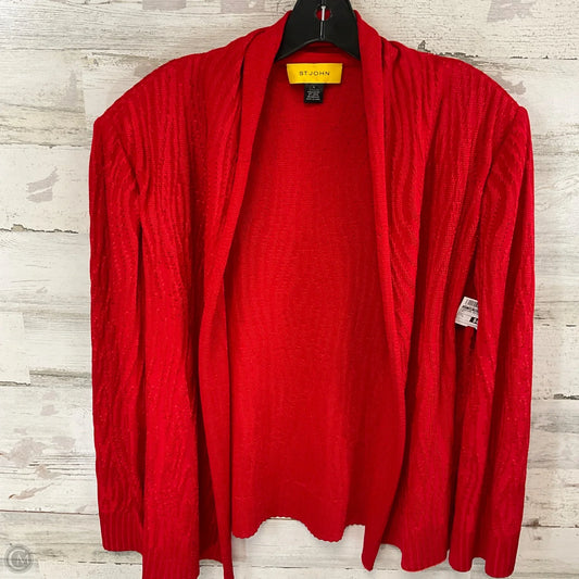 Cardigan Designer By St John Knits In Red, Size: L