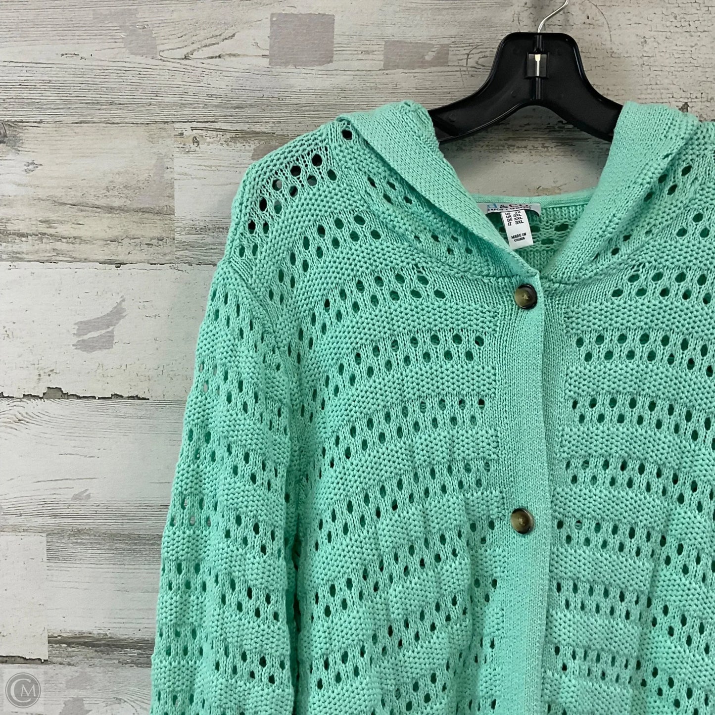 Cardigan By Denim And Company In Green, Size: 2x