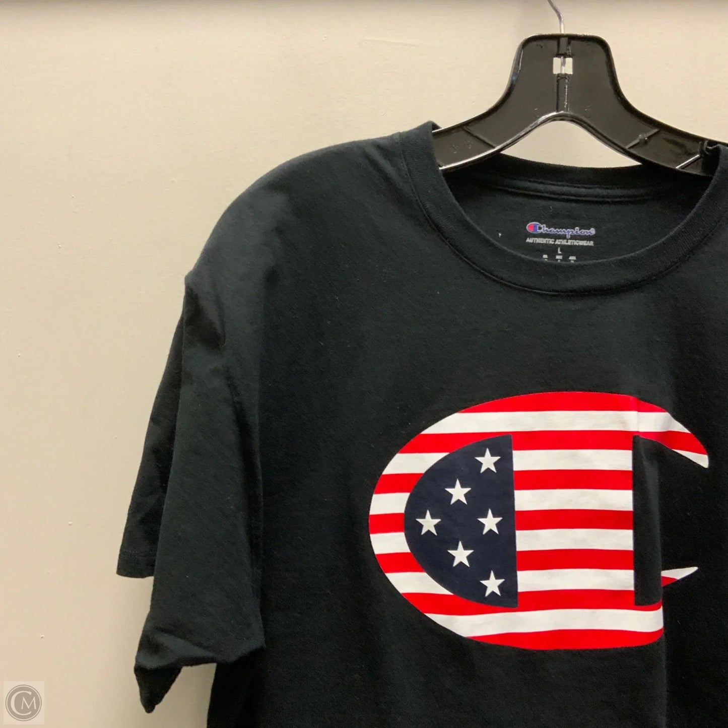 Top Short Sleeve By Champion In Black, Size: L