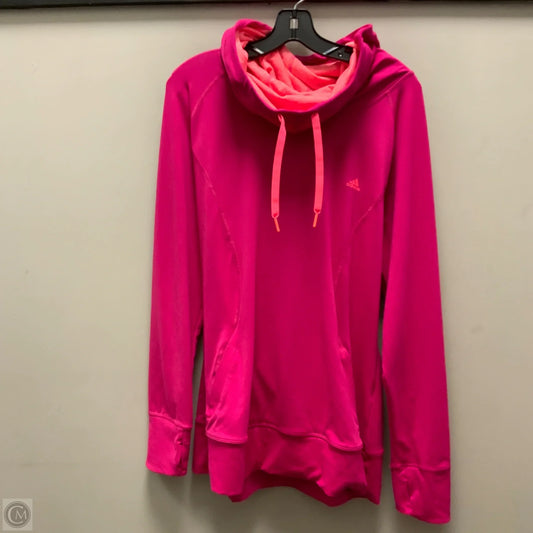 Athletic Top Long Sleeve Hoodie By Adidas In Pink, Size: Xl