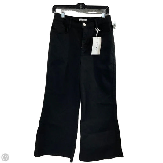 Jeans Wide Leg By Frame In Black Denim, Size: 10