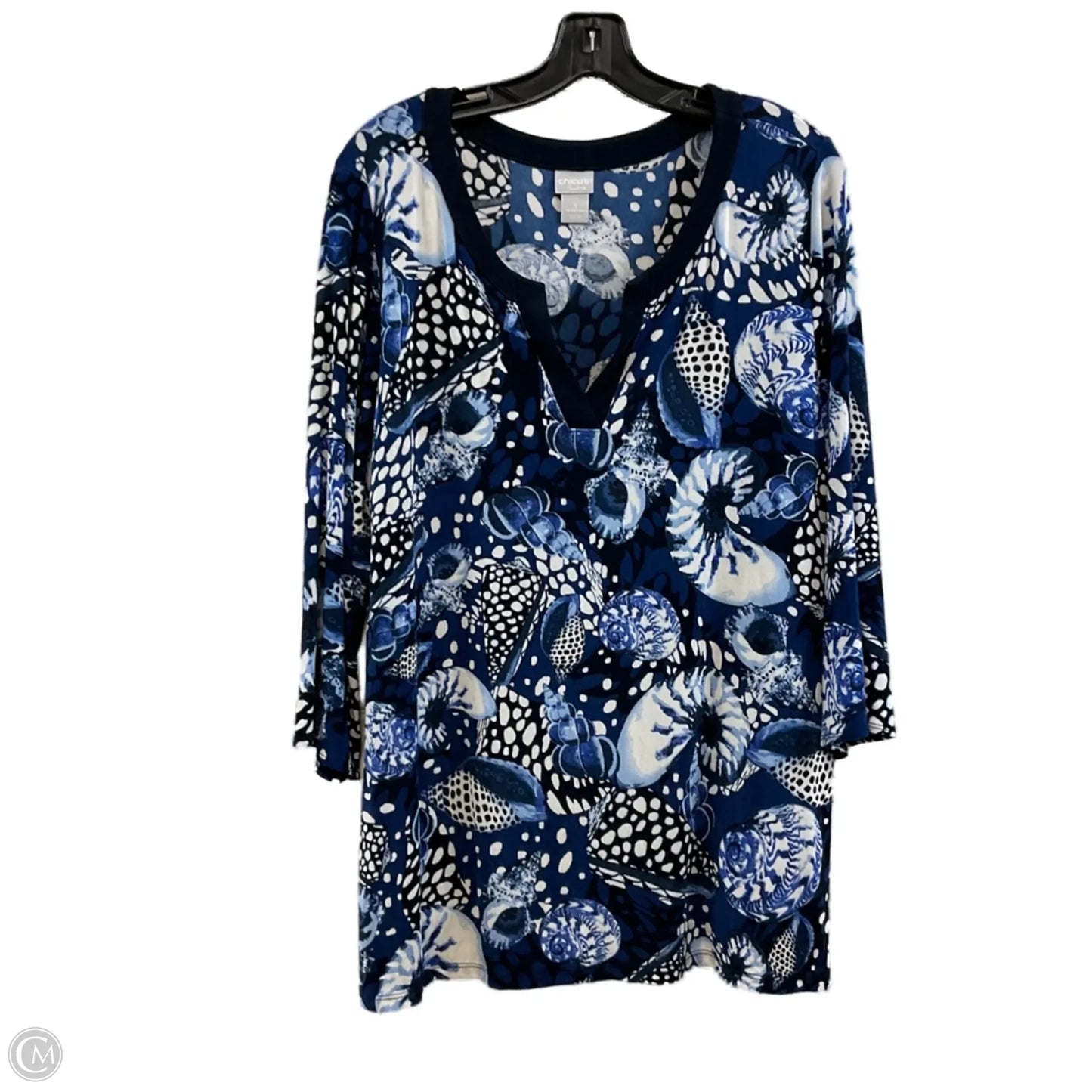 Top 3/4 Sleeve By Chicos In Blue, Size: Xl
