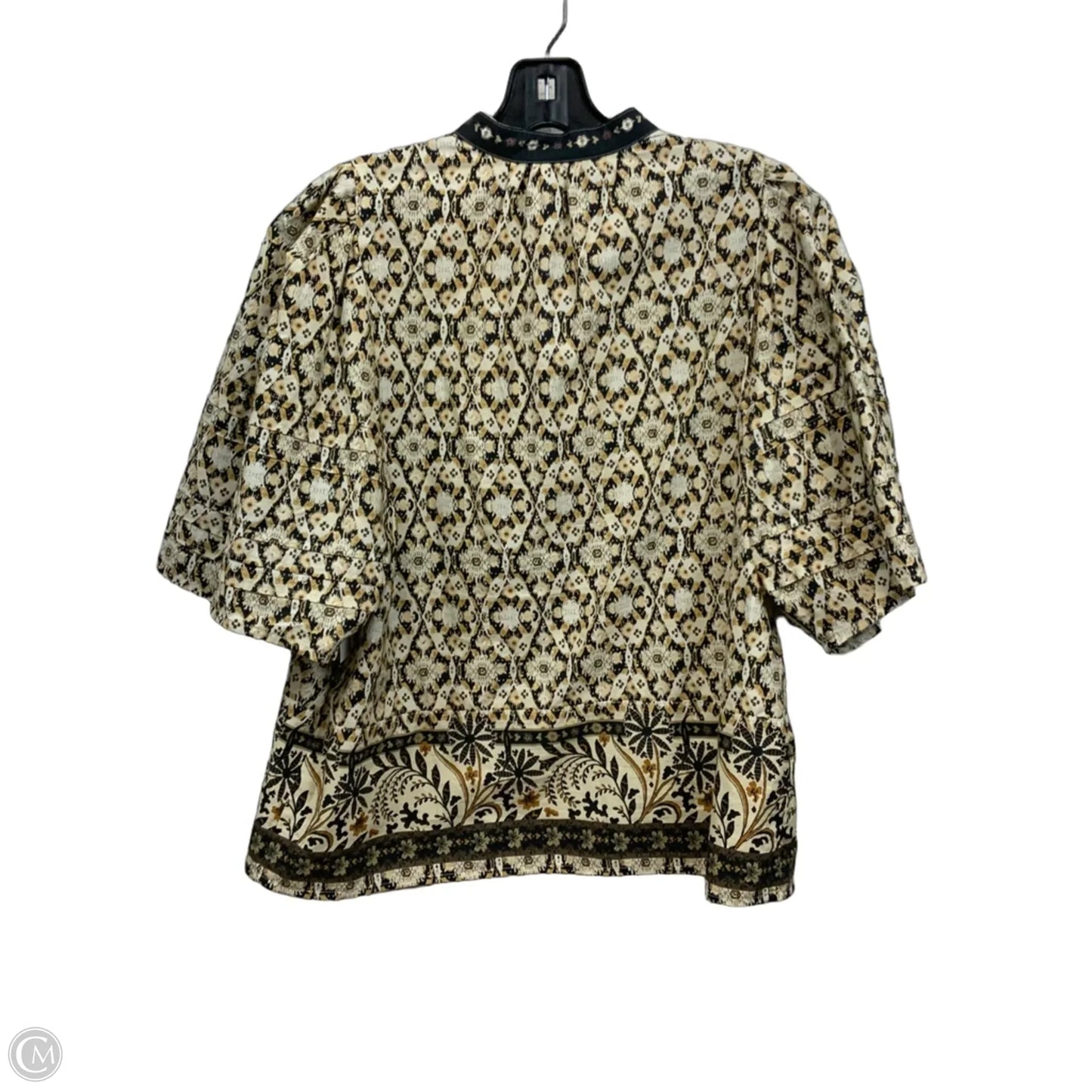 Blouse Short Sleeve By Anthropologie In Brown, Size: M