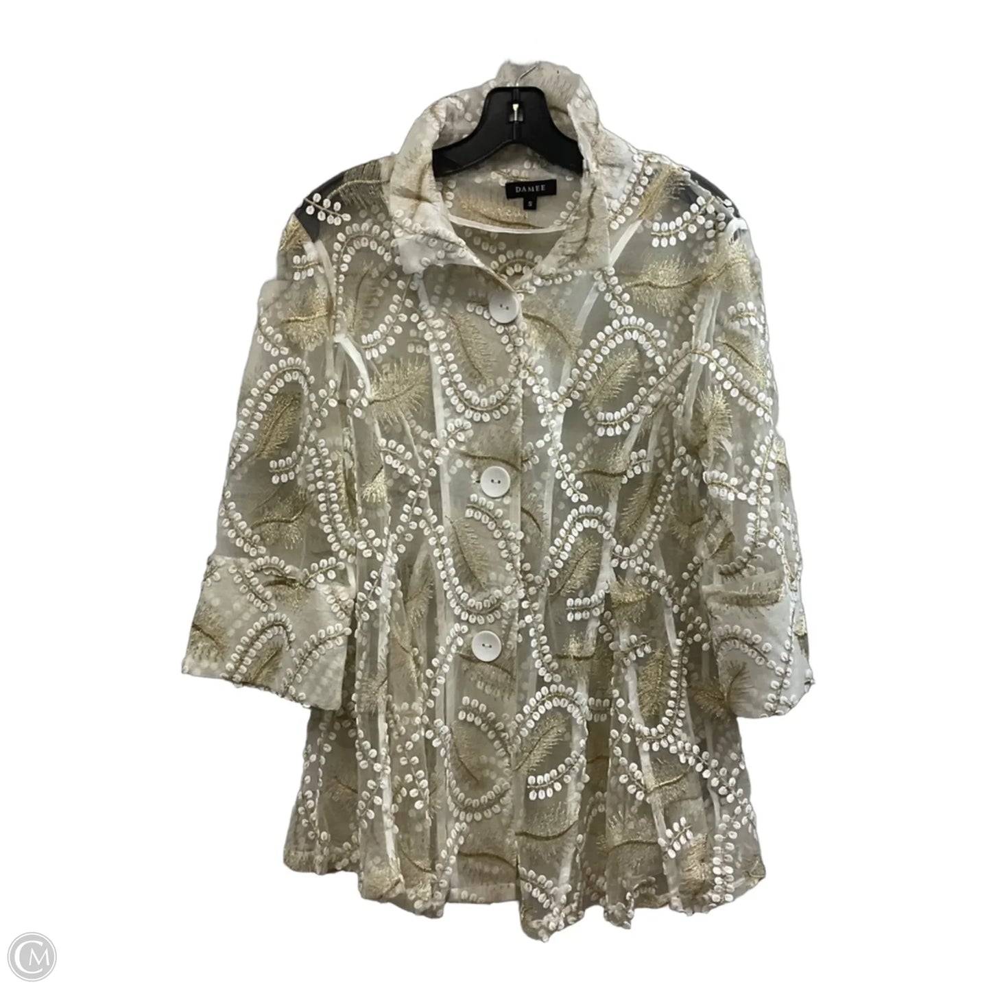 Blouse 3/4 Sleeve By DAMEE In White, Size: S