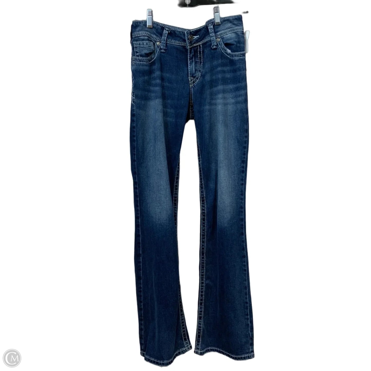 Jeans Boot Cut By Silver In Blue Denim, Size: 4