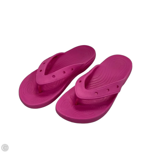 Sandals Flip Flops By Crocs In Pink, Size: 8